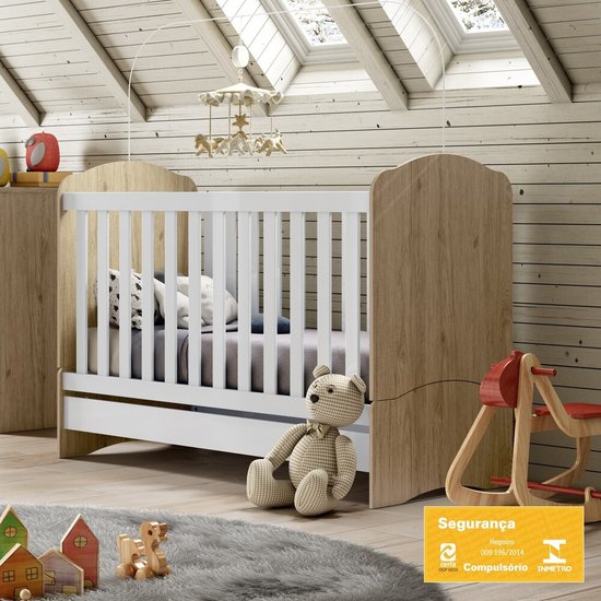 Berço Mini Cama 03 em 01 Bala de Menta Henn Rústico c/ Branco HP