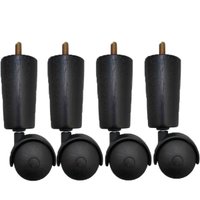 Kit C/ 4 Pés Cama Box Solteiro Casal Pés para Móveis Rodizio Madeira Tabaco