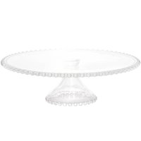 Porta Bolo Cristal C/ Pedestal Wolff Pearl 31x11cm Boleira Redonda Doces Sobremesas