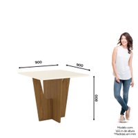 Conjunto Sala de Jantar Tampo MDF Canto Reto com Vidro 90 Cm 4 Cadeiras Andressa Henn