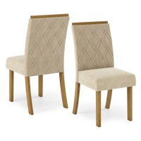 Conjunto Sala de Jantar Tampo MDF Canto Reto com Vidro 90 Cm 4 Cadeiras Andressa Henn