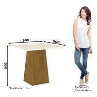 Conjunto Sala de Jantar Tampo MDF Canto Reto 90 Cm 04 Cadeiras Naiane Henn