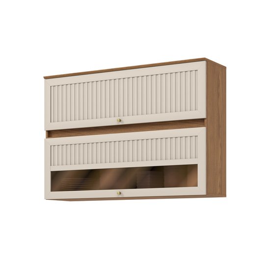 Armário Aéreo Ripado 2 Portas Basculantes 120cm Requinte Henn