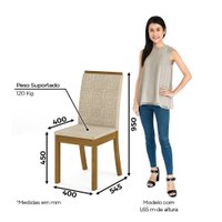 Conjunto Sala de Jantar Tampo MDF com Vidro Canto Reto 120 Cm 4 Cadeiras Kesha Casa 812