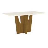 Conjunto Sala de Jantar Tampo MDF Canto Reto com Vidro 160 Cm 6 Cadeiras Valentina Henn