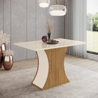 Mesa com Vidro e Canto Reto 120 Cm Selena Henn