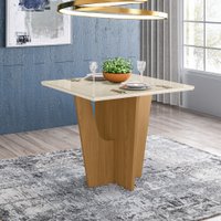 Mesa de Jantar com Tampo MDF/Vidro Canto Reto 90 Cm Danielly Henn