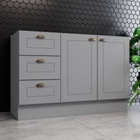 Balcão de Cozinha 120 Cm 2 Portas 3 Gavetas Amy Casa 812
