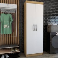 Armário Multiuso França 2 Portas 4 Prateleiras Off White/Nogueira - Panorama Móveis