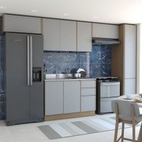 Cozinha Completa Canela 9 Portas 3 Gavetas Castanho/Cinza - Panorama Móveis