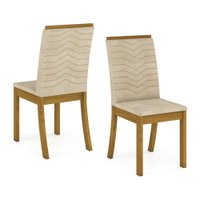 Conjunto Sala de Jantar Tampo MDF Canto Reto 120 Cm 04 Cadeiras Dulce Henn