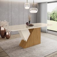 Mesa de Jantar com Tampo MDF com Vidro Canto Arredondado 200 Cm Epic Henn