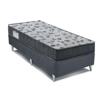 Cama Box Florence II com Colchão Solteiro Espuma D33 Iso (18x78x188) Cinza e Grafite