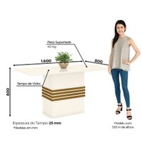 Conjunto Sala de Jantar Tampo MDF com Vidro 160 Cm 06 Cadeiras Marilia Casa 812