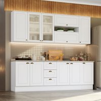 Cozinha Compacta de 07 Peças com Aéreo de Vidro Nova York Henn