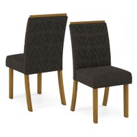 Conjunto Sala de Jantar Tampo MDF com Vidro Canto Arredondado 120 Cm 4 Cadeiras Juanita Casa 812