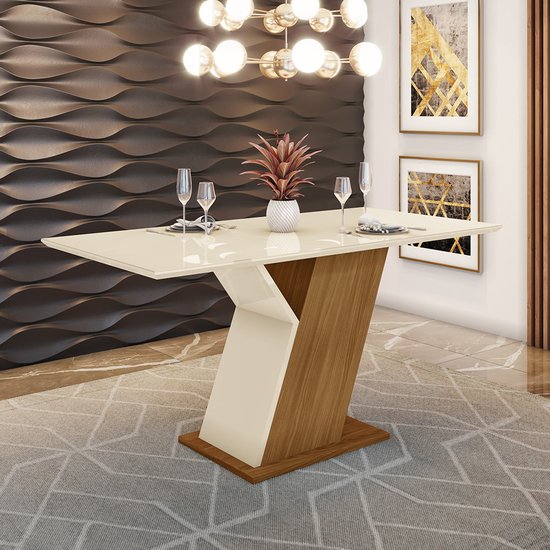 Mesa de Jantar com Tampo em MDF 160cm com Vidro Zuri Casa 812