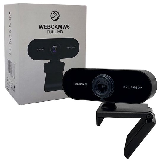 WebCam Brazil PC W6, Full HD 1080P, Microfone, Preto, USB, - 56615