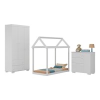 Quarto Infantil com Cama Montessoriana e Colchão Incluso Algodão Doce Multimóveis MX4268 Branco
