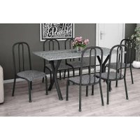 Conjunto de Mesa Miame 150 cm com 6 Cadeiras Madri Preto e Vegetale