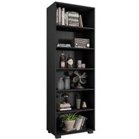 Estante Escritório 31x60x171cm ME4104 Livreiro Tecnomobili Preta 5 Prateleiras Organizar Documentos Livros