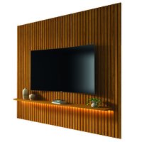 Painel Ripado Para TV Até 70 Polegadas Com Prateleira e LED Nobre Naturale Gelius