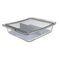 Travessa Quadrada Hermética 1,9L Crippa com Tampa e Divisória Porta Frios Saladas Frutas Transparente