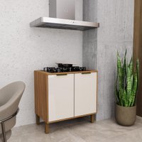 Balcão de Cozinha 80cm 2 Portas Xangai Freijó/Off-White