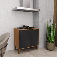 Balcão de Cozinha 80cm 2 Portas Xangai Freijó/Chumbo