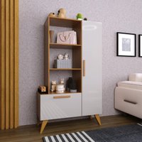 Estante Multiuso 80cm 1 Porta 1 Gaveta Atenas Fidelitá Freijó/Off-White
