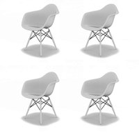 Conjunto com 4 Cadeiras Eames Arm DSW Branco