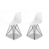 Conjunto com 2 Cadeiras Eames Eiffel Branco e Preto