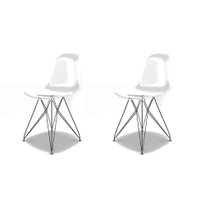 Conjunto com 2 Cadeiras Eames Eiffel Transparente e Preto