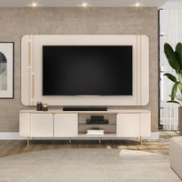 Painel com Bancada para TV até 75 Polegadas Led DJ Móveis Ariana Off White
