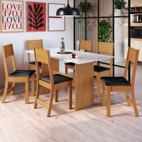 Conjunto Sala de Jantar Fidelitá Siena Com 6 Cadeiras Freijó/Off-White Assento Preto