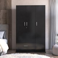 Guarda Roupa Ditália 3 Portas 1 Gaveta DM-578 Cor:Preto