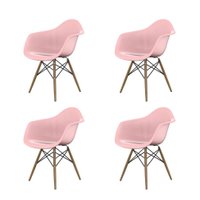 Conjunto com 4 Cadeiras Eames Arm DSW Rosa e Madeira