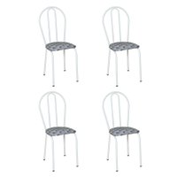 Conjunto com 4 Cadeiras Madryn Cinza e Branco