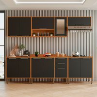 Cozinha Compacta para Cooktop 5 Bocas 5 Peças 12 Portas 2 Gavetas Paris Sallêto Móveis