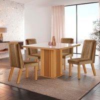 Sala de Jantar Belize Mesa 4 Cadeiras 90cmx90cm L J Móveis