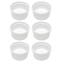 Kit 6 Ramequins Canelado 50ml Porcelana Classic Branco Lyor Pequeno Molhos