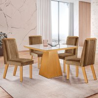 Sala de Jantar Prada Belize Mesa 4 Cadeiras L J Móveis