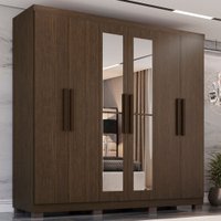 Guarda Roupa Casal 6 Portas com Espelho 4 Gavetas Sevilha Prime 100 MDF Imop M&oacute;veis