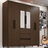 Guarda Roupa 6 Portas com Espelho 2 Gavetas Dubai Plus Imop Móveis