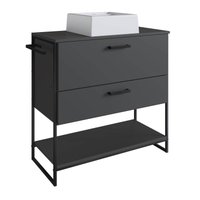 Gabinete Para Banheiro 80cm P1028 Grafite Com cuba Ametista Branca