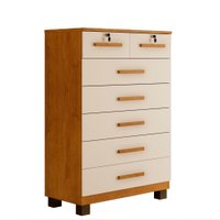 Cômoda New Barcelona 7 Gavetas com Chave Benetil Móveis Cinamomo com Off White