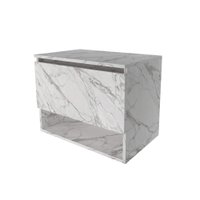 Balcão Gabinete Suspenso para Banheiro 60cm com 1 Porta e Nicho BN3606 Mármore Branco SEM CUBA