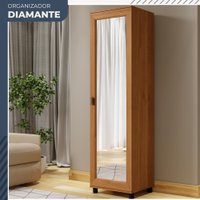 Armário Organizador Diamante 1 Porta Espelhada 5 Prateleiras Benetil Móveis