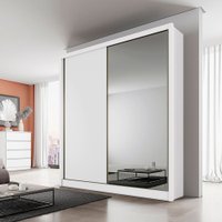 Guarda-Roupa Virtus 1600 Com 1 Porta Espelho Peliculado 2 Portas e 3 Gavetas Branco