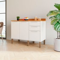 Balcão de Cozinha 3 Portas e 2 Gavetas Paris Sallêto Móveis Branco